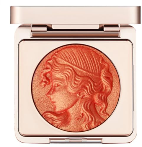 KARLOR Polvo de rubor con brillo, paleta de colorete naranja con purpurina, colorete en relieve, colorete dorado, brillante, perlado, iluminador de maquillaje pigmentado, color naranja (02# naranja)