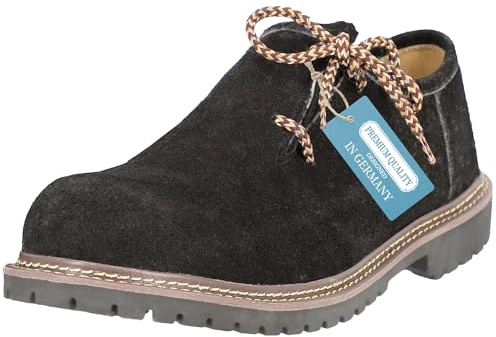 Steigenhöfer Bavarian Mens Shoes - Florian - Suede - Optimal Fit and Traditional Design - Genuine Leather Men's Boots for Lederhosen and Oktoberfest - Black - 10