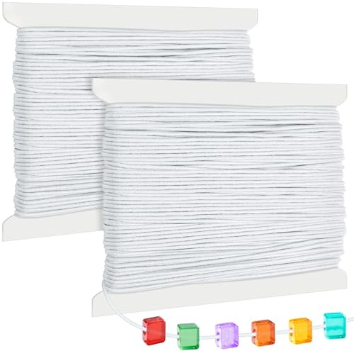 Caianwin 40 m/1 mm elástico para pulseras cordón elástico color blanco hilo de joyería cordón elástico de nailon para collar de perlas y artesanía de joyería DIY