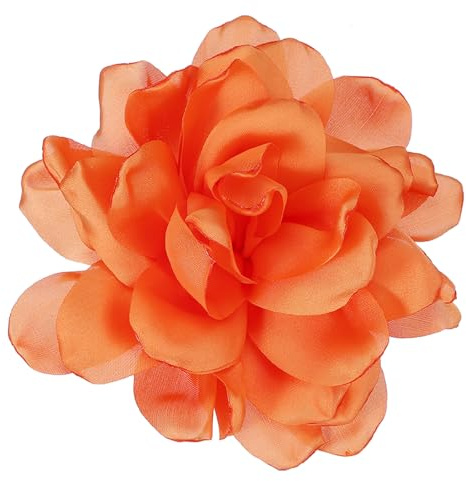 PATIKIL Flor Broche de Seda Satén, Peonía Pinza de Pelo Flamenca Clip Grande Solapa Accesorio para Mujer Boda Fiesta Cumpleaños Baile Banquete Vestido Ropa Bolsa Decoración, Naranja