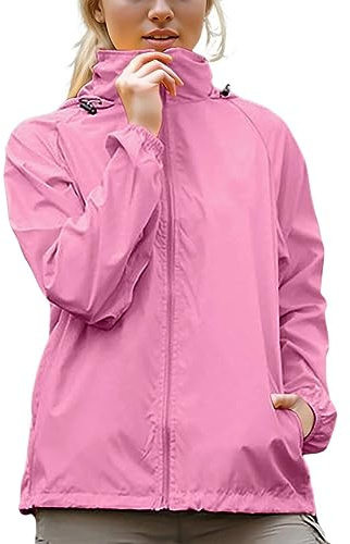 Generisch Chubasquero para mujer, ligero, con capucha, impermeable, chaqueta deportiva con cremallera, chaqueta de ciclismo de verano, transpirable, chaqueta fina para exteriores, cortavientos, A1