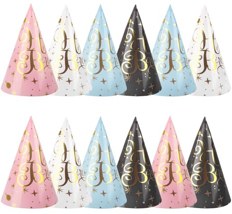 Dmnnlp 12pcs Party Hats, Lovely Cone Birthday Paper Hat, Birthday Party Supplies Cone Hats for Kids and Adults (4 Colours, 3 of Each)