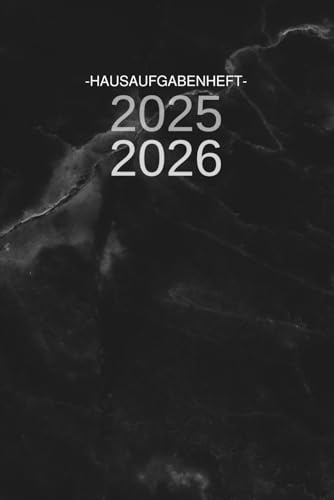 Hausaufgabenheft 2025/2026 Schwarz: MIT DATUM Eine Woche auf zwei Seiten , 52 Wochen , A5 , Jungen mädchen Teenager