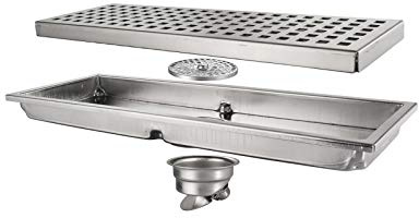 LMMIAOZ Linearer Duschablauf aus gebürstetem Nickel, linearer Duschbodenablauf aus Edelstahl 304, rechteckiger Deodorant-Duschablauf mit Abnehmbarer Abdeckung, Gitterrost, lineare Abflüsse