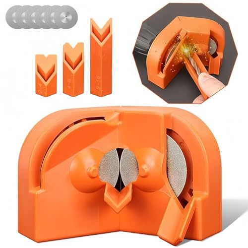 HOPASRISEE BohrerschäRfer füR PräZise Kanten Buspra, BohrerschleifgeräT mit Zwei Schleifscheiben, BohrerschäRfgeräT füR 2-16mm Bohrer, FräSerschleifmaschine(Orange)