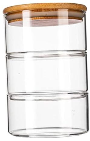 COLLBATH Vidrio Tapa de Apilable para Conservar Alimentos | Juego de 1 Pieza, Diseño Liso y Apilable, para Guardar Frutos Secos y Uso en Cocina
