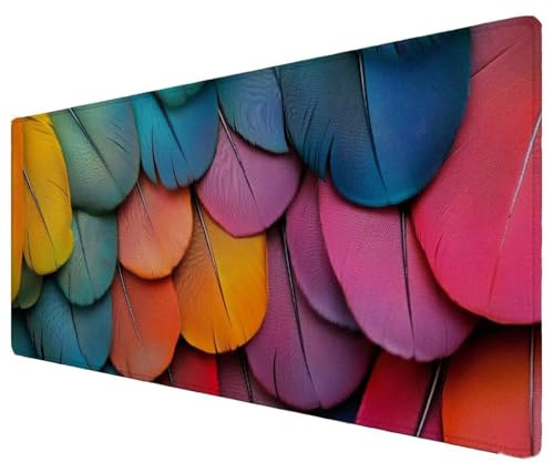 Tapis de Souris xxl, Tapis de Souris Gamer 1600x800x3mm, Imperméable Sous Main Bureau Avec Bords Cousus et Base en Caoutchouc Antidérapante, Sous Main Bureau pour, Études, Gaming (couleur plume) Z-101