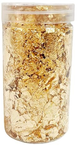 Hojas de Pan Oro para Manualidades: Superficies con Acabado Brillante, lámina Suave y Flexible, Material artístico Brillante | Papel metálico Decorativo, Esculpir Envolver Regalos. Creaciones j