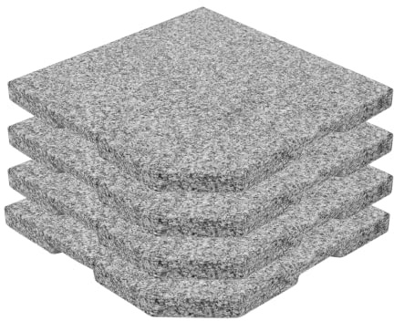 Doppler Granitplatte, 50x50x4 cm, 25 kg, 4er Set | Beschwerplatte aus Naturstein, mit Griffmulde, wetterfest, für Pendelschirme bis max. ø 300cm