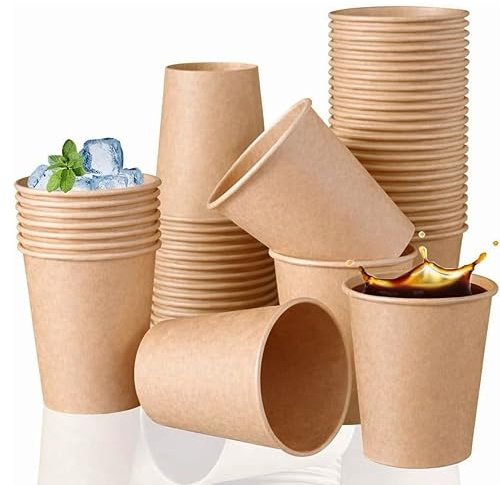 Rliocvhe 50 Stück 250ml Kraftpapierbecher Pappbecher Kaffee,Kaffeebecher Papierbecher Wiederverwendbare,Kaffeebecher to go Pappe,Pappbecher Heißgetränke,Für Heiße und Kalte Getränke Geeignet