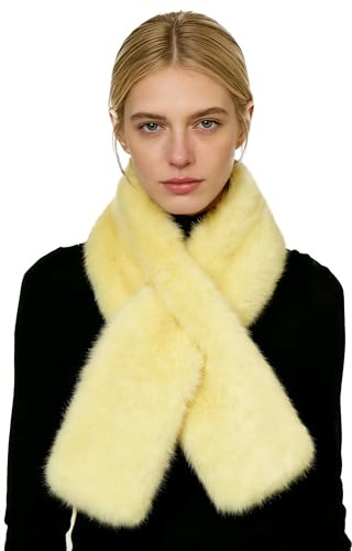 Lina & Lily Écharpe Col Femme Hiver avec Fente en Fausse Fourrure Poils Longs