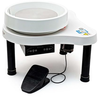 CUTANGELAR 200 W Elektrisk Keramisk Maskin Med Avtagbar Behållare, Inkluderar En LCD-skärm För Hastighetsövervakning I Realtid Och Timerfunktioner, Gör Denna Drejskiva Lämplig För Keramik.(White)