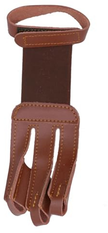 Whyzsjnclg Bågskytte, fingerskydd, bågskyttehandske med justerbart armband, 3 fingerskydd, vintage och skyddande bruna läderskydd, utbyte, tillbehör för daglig användning