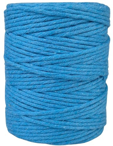 APREGGIO Corda Macramé 3mm x 100m, Filato di Cotone a Torsione Singola (Single Twist) per Arazzi, Portapiante e Decorazioni DIY – Colore: Blu