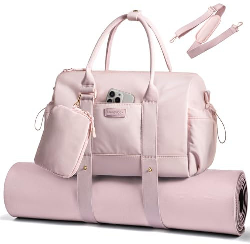 LOVEVOOK Sporttasche Damen, Kleine Reisetasche, Kliniktasche Geburt | Ultraleichte Weekender Bag, Waschmaschinenfeste Yogatasche, 18L Handgepäck Tasche mit Nassfach für Gym Fitnessstudio, Reise
