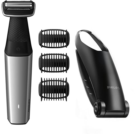Philips Body Groomer, Series 5000 Showerproof with Back Reaching Attachment and Skin Comfort System, Corded and Cordless Use - BG5020/13, UK plug