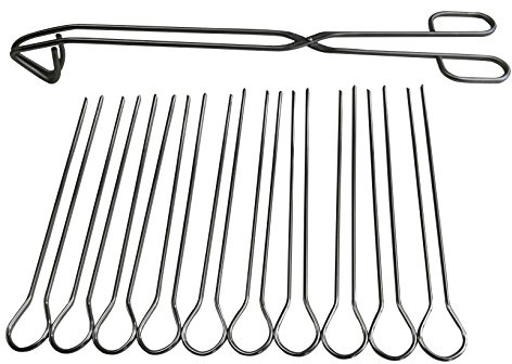 Grillzange Bratwurstzange 38cm+10 St. Schaschlikspieße 30cm