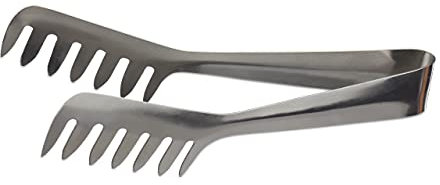 Relaxdays, Silber Servierzange Edelstahl, Spaghettizange, Salatbesteck für Buffet, rostfrei, spülmaschinenfest, 20 cm, Standard