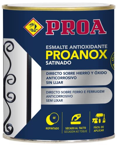Esmalte antioxidante directo sobre óxido. SATINADO. Blanco. 250 ML. Pintar sobre hierro y óxido sin necesidad de imprimación. PROANOX.