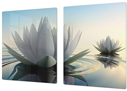 GIGANTE Copri-piano cottura a induzione – ENORME tagliere in VETRO temperato – Pezzo Unico 80x52cm; Due Pezzi 40x52cm ognuno: Serie di fiori DD06A