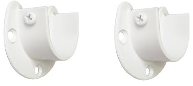 FYTRONDY Classic White Edition Stainless Steel Closet Rod Bracket, U-Shaped Open Type Socket, Wardrobe Support Sockets Flange (1 INCH, 2 Pack)