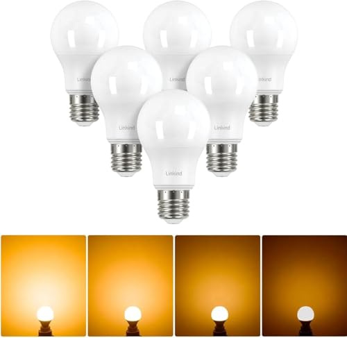 Linkind LED E27 Edison skruv dimbar glödlampa, 9 W (motsvarar 60 W), A60 varm vit 2700 K, 806 lumen, frostad, ERP, CE-certifierad, 6-pack