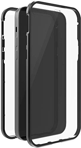 Black Rock - 360 Grad Glas Hülle geeignet für Apple iPhone 12 Pro Max I Handyhülle, Magnetverschluss, transparent, Cover (transparent mit schwarzem Rahmen)