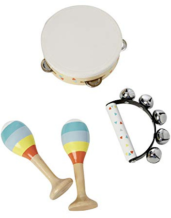 VERTBAUDET Set 3 Instruments : Maracas, Tambourin, grelots Multicolore TU