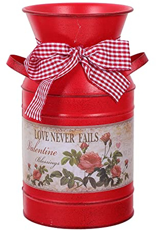 Décoratif Contenant à Fleurs en Fer Rouge pour Jardin et Compositions | Seau Décoratif, Usage Pratique et Multi-usage, Style Élégant, pour Extérieur et Jardinage
