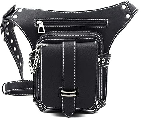 XIXIDIAN Pu. Leder Taille Packtropfen Beinbeutel for Männer Frauen Gürtel Hüftbeutel Multifunktions Motorrad Fahrrad im Freien (Color : Black, Size : 18x10x19cm)