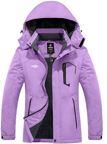 Wantdo Chaqueta de Esquí Mujer Cálida Aislada Vellón Parkas Morado Claro XL