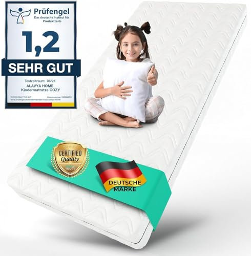 ALAVYA HOME® Kindermatratze 80x160 cm ohne Spannbettlaken 10 cm hoch I CertiPUR zertifizierter Kaltschaum mit waschbarem Bezug I Hochwertige Matratze für Kinderbett Jugendmatratze 160x80 I Made in EU