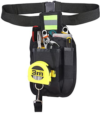 Tools Belt Bag Adjustable Waist Tool Belt Pouch for Home Garden Tools Supplies Electricians Men Ladies Black, Weight Capacity 10kg (Black)