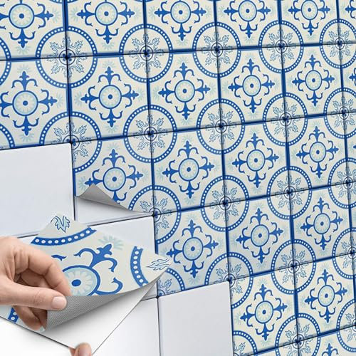 45 Stück Fliesenaufkleber für Küche und Bad 15x15 cm - Mosaikfliesen, Klebefliesen - Aufkleber Fliesen selbstklebend SET