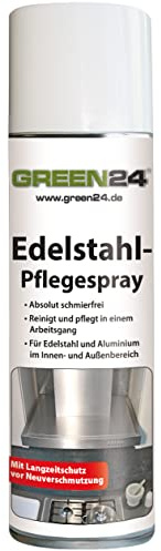 Edelstahl Pflegespray 300ml - für Edelstahl + Aluminium im Innen- & Außenbereich - reinigt absolut streifen- und schlierenfrei und vermindert wirkungsvoll Fingerabdrücke