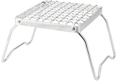 Grille de barbecue en acier inoxydable ultra légère avec pieds pliables pour camping, randonnée en plein air