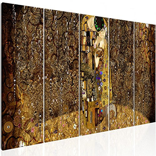 murando - Akustikbild Gustav Klimt Kuss 100x40cm 5 tlg Bilder Akustikschaum Schallschutz Wand Akustikpaneele Wandpaneele Schalldämmung Wandbild Schallabsorber Akustikplatten Abstrakt l-A-0010-b-m