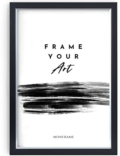 Monframe Bilderrahmen Bellevue - 62x93 cm - Schwarz Silber - Posterrahmen mit Acrylglas - MDF Holz Rahmen