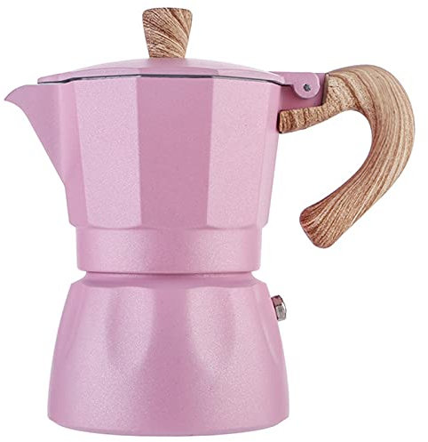 OQHAIR Caffettiera con Piano Cottura in Alluminio Caffettiera in Alluminio Stile Italiano Moka per caffè macinato Cappuccini Lattes Ideale per Uso Domestico, Feste e Ufficio Rosa