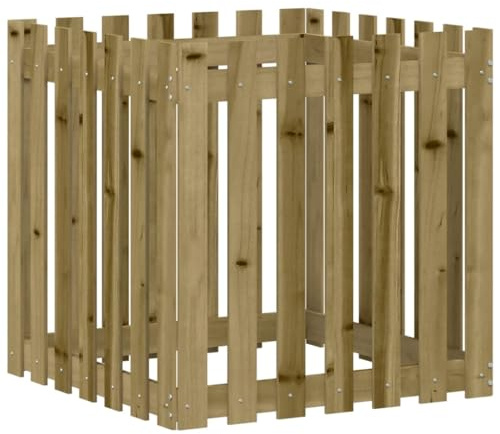 vidaXL Pflanzkübel, Blumenkübel mit Lattenzaun-Design, Pflanzkasten Übertopf für Garten Terrasse, Blumentopf Blumenkasten, 70x70x70 cm Kiefernholz Imprägniert