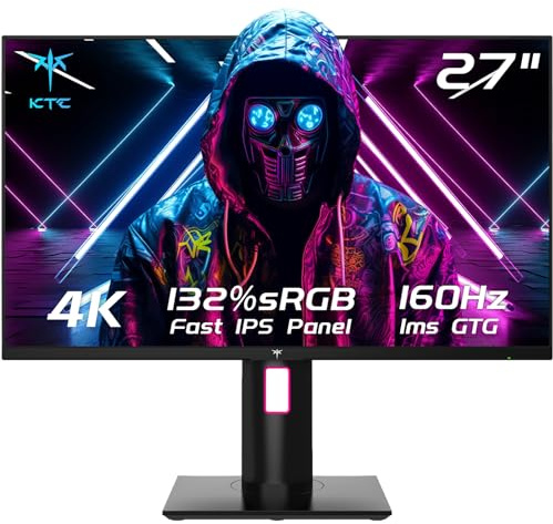 KTC Monitor para Juegos 4K UHD 144Hz de 27 Pulgadas - Panel IPS rápido 160Hz 1ms GTG, HDR400 132% sRGB, HDMI2.1/DP1.4, Montaje VESA, Altura/inclinación/pivote/Soporte Giratorio, Monitor Vertical