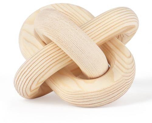 Yunjuhop nodo di legno a 3 maglie,Intagliata a mano Decoro con nodo di legno,Arredamento per tavolino da caffè,Arredamento per la casa colonica,Arredamento Boho per tavolo da ingresso a mensola