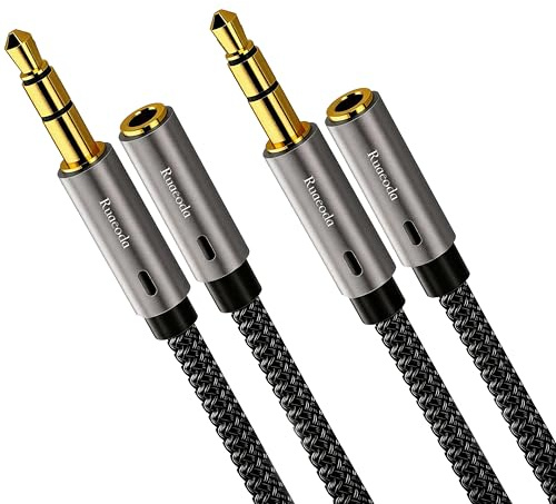 Ruaeoda 6 ft Headphone Extension Cable 2Pack - 3.5mm Male to Female Stereo Audio Extension Cable - Double Shielded Braided Long 1/8 TRS aux Cord Extender