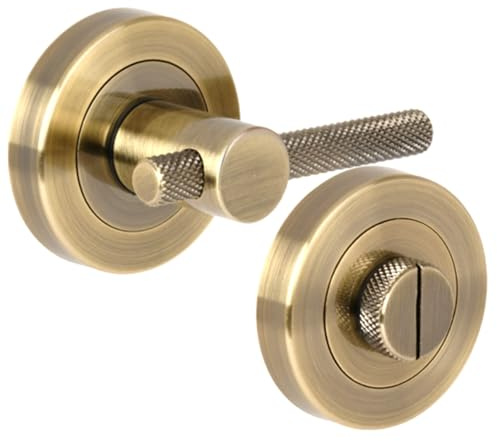 HANDLEZONE® Knurled Bar Designer Bathroom Toilet Door Thumb Turn and Release Set - Antique Bronze