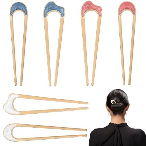 Molain 6 Stück U-förmige Haarnadel, Metall Französischer Stil Haarnadel Haarspange Mädchen Zinken Hochsteckfrisur Chignon Stifte für Mädchen Frauen Haarstyling Zubehör