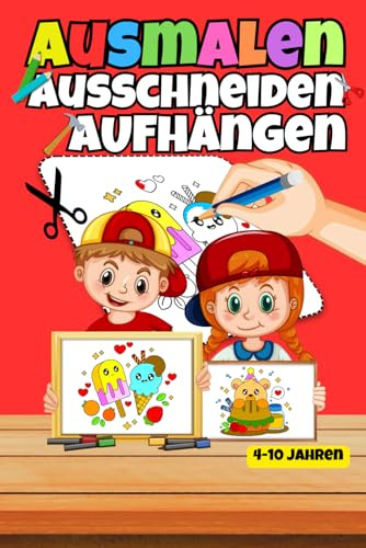 GROSSES KINDERHEFT MIT ZEICHNUNGEN ZUM AUSMALEN, AUSSCHNEIDEN UND AUFHÄNGEN: Malbuch für Kinder, große, einfache, schöne Bilder zum Ausmalen. Erstellen Sie ein Bild zu hängen oder als Geschenk geben