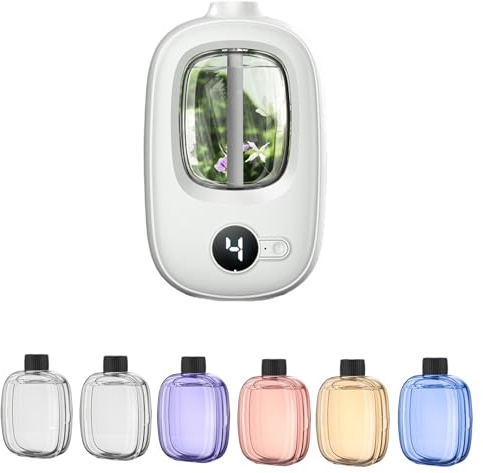 Diffuseur d'aromathérapie intelligent - Pulvérisateur de parfum automatique - Humidificateur à ultrasons rechargeable - 4 modes - Support mural sans fil pour chambre à coucher, grande pièce, bureau