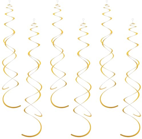 36 Stück Geburtstag Party Deko Luftschlangen Gold Hängende Spiral Wirbel Dekorationen Deckenhänger Spiral Glitzernde Deckenfolie Weihnachts Dekorationen für Geburtstag Hochzeiten Babypartys