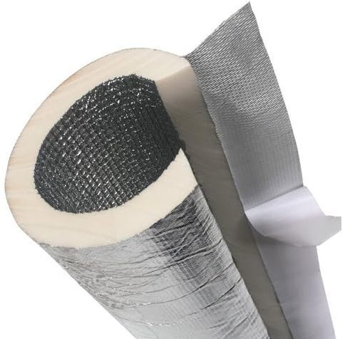 Antigelo Tubo di Isolamento 95cm Isolante per Tubature Coppelle in Lana di Roccia con Alluminio Guaina Isolante in Gomma per Tubi dell'Acqua All'aperto, Tubi Condizionatore(43mm*15mm*95cm)