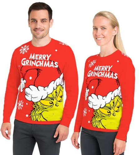 The Grinch Jultröja för män och kvinnor – Merry Grinchmas vinter stickad tröja, ful jultröja unisex, jul, röd, röd, L
